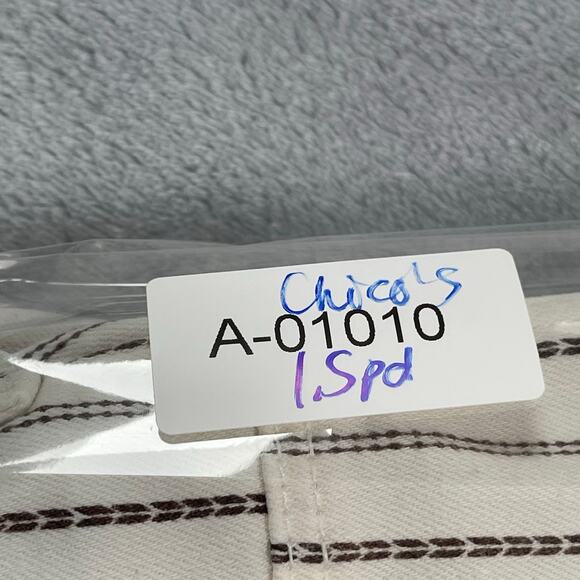 Chico's Jeans Womens 4R / US 20 So Slimming Textured Stripe Girlfriend Ankle - Picture 15 of 16